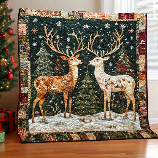 Christmas Deer Quilt Blanket