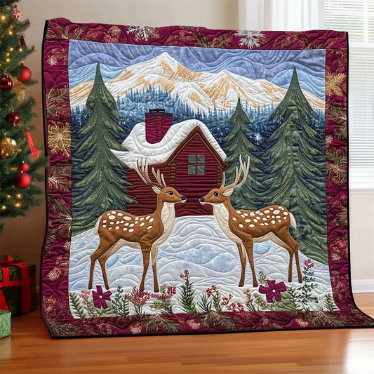 Christmas Deer Quilt Blanket