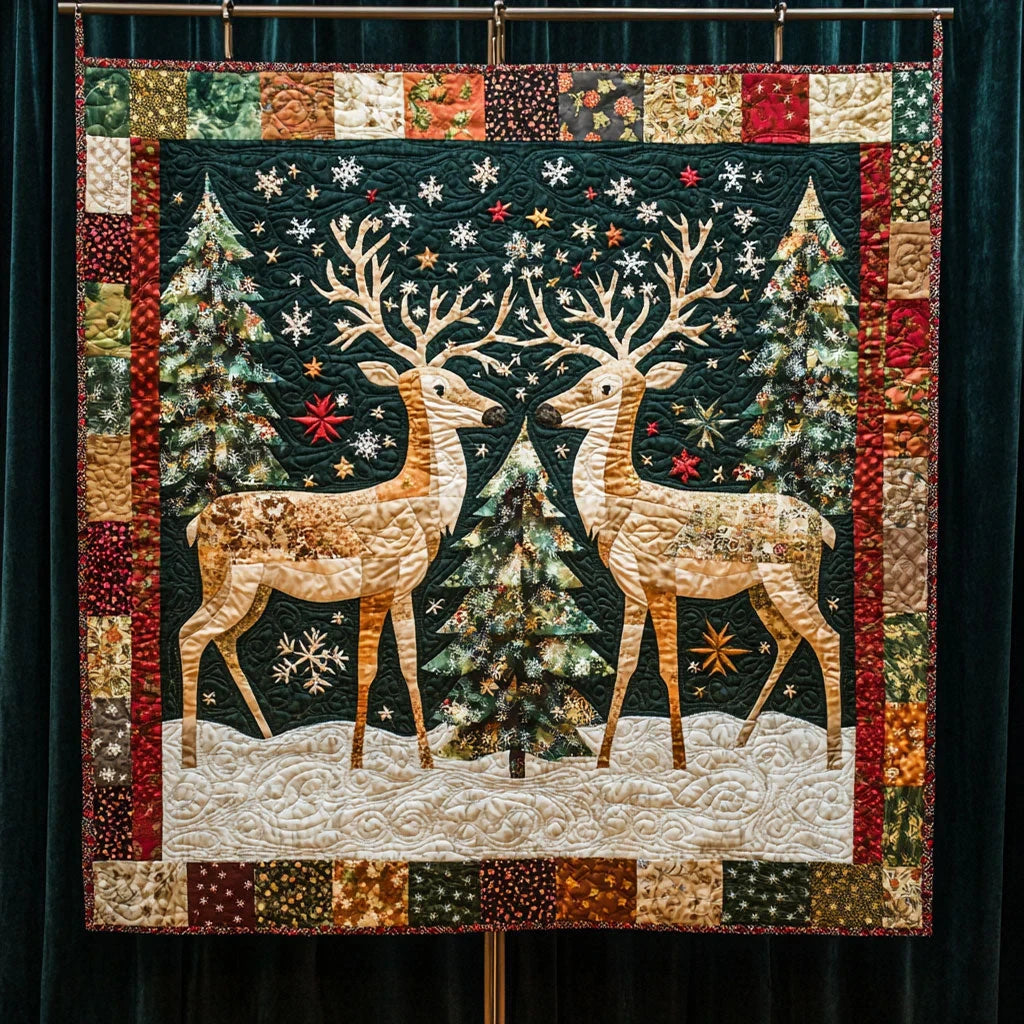 Christmas Deer Quilt Blanket