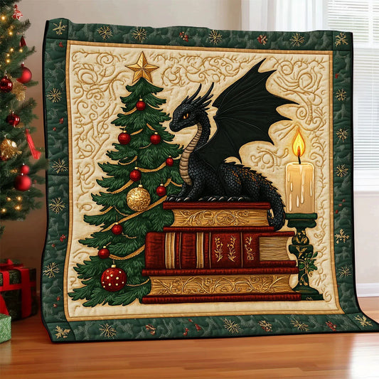 Christmas Dragon Book Quilt Blanket