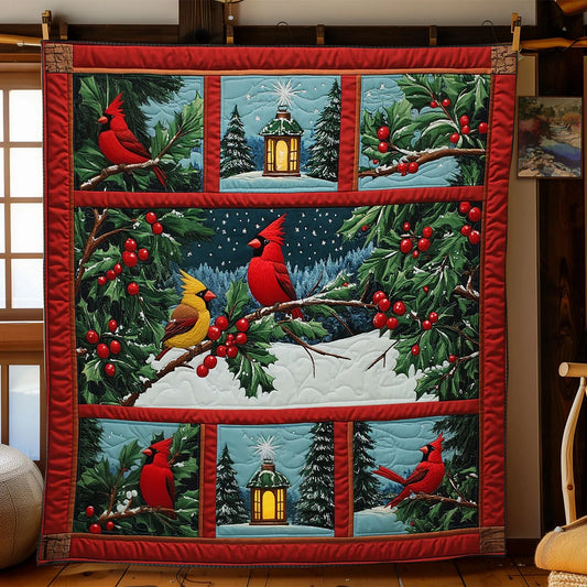 Christmas Eve Cardinals Quilt Blanket