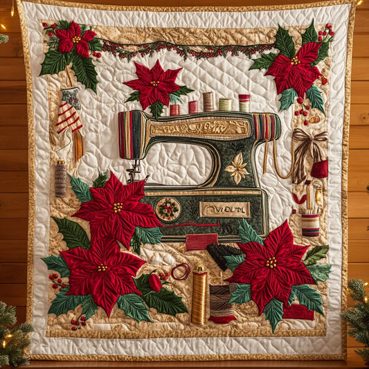 Christmas Eve Sewing Machine Quilt Blanket