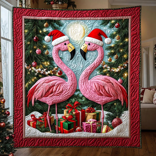 Christmas Flamingo Quilt Blanket