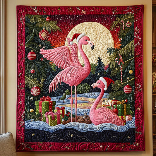 Christmas Flamingo Quilt Blanket