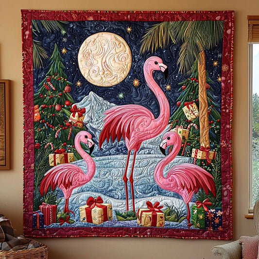 Christmas Flamingo Quilt Blanket
