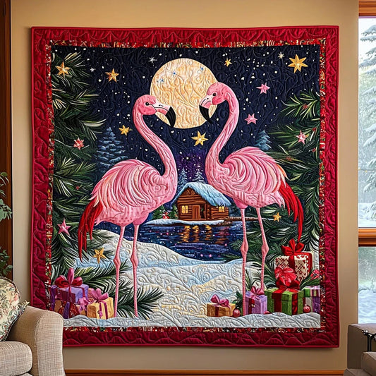 Christmas Flamingo Quilt Blanket