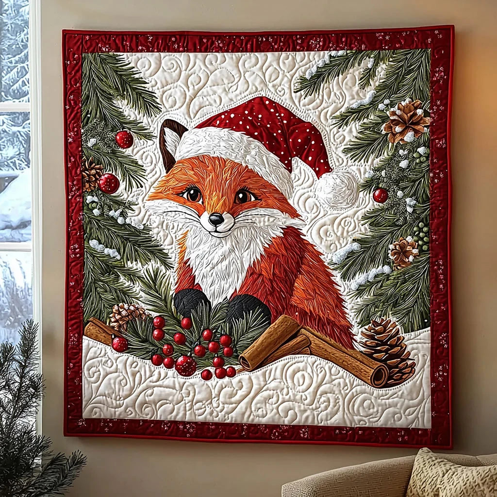 Christmas Fox Quilt Blanket