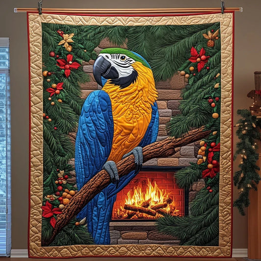 Christmas Garland Macaw Quilt Blanket