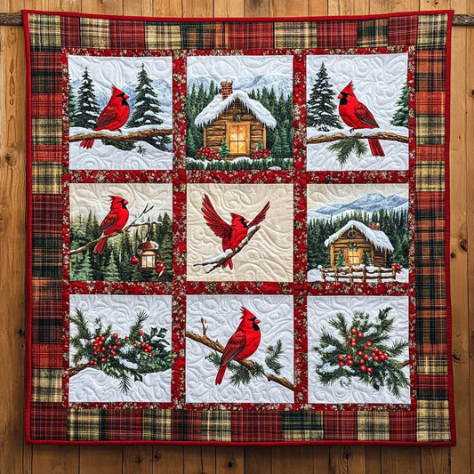 Christmas Glow Cardinal Quilt Blanket