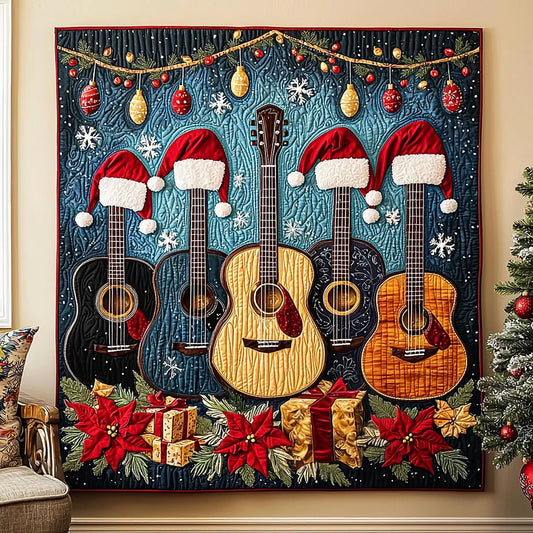 Christmas Guitar Quilt Blanket