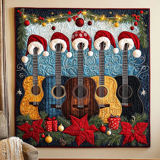 Christmas Guitar Quilt Blanket