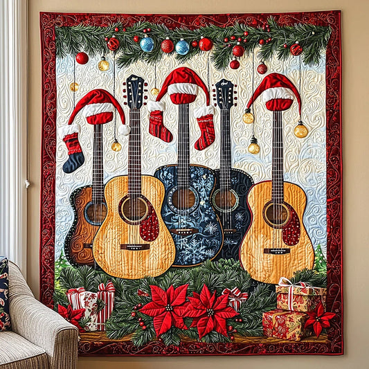 Christmas Guitar Quilt Blanket