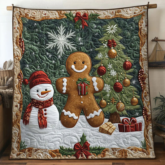 Christmas Heart Gingerbread Quilt Blanket