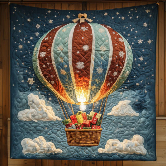Christmas Hot Air Balloon Quilt Blanket