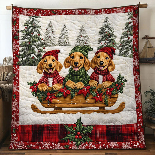 Christmas Joy Dachshund Quilt Blanket