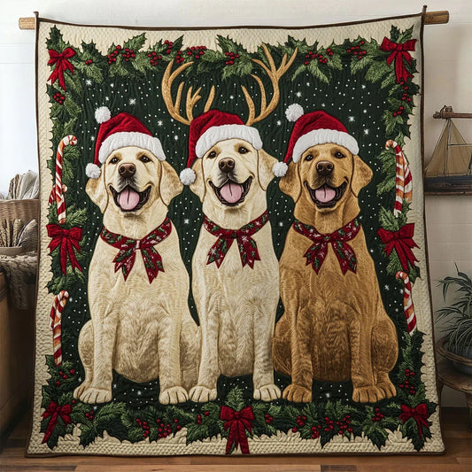 Christmas Labrador Pair Quilt Blanket