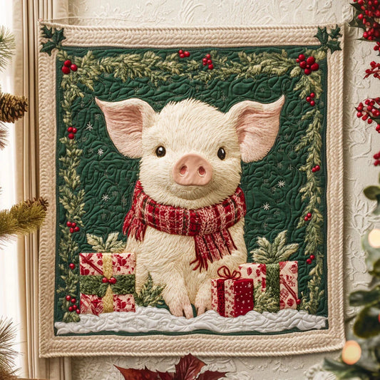 Christmas Light Pig Quilt Blanket