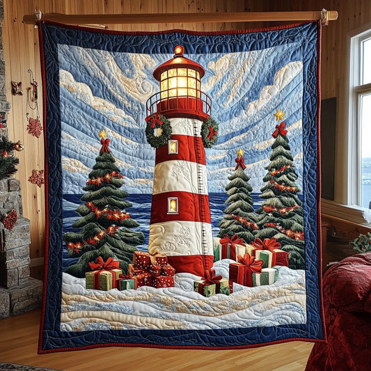 Christmas Lighthouse Quilt Blanket