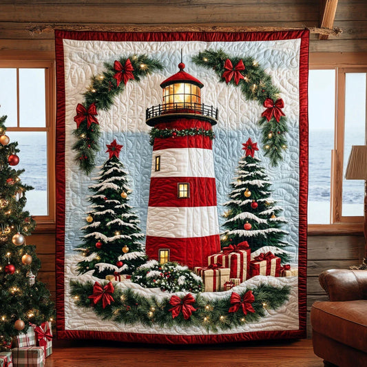 Christmas Lighthouse Quilt Blanket