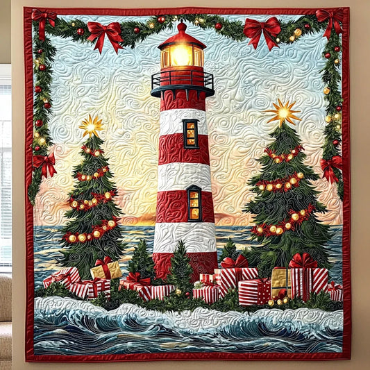 Christmas Lighthouse Quilt Blanket