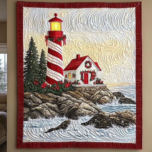Christmas Lighthouse Quilt Blanket