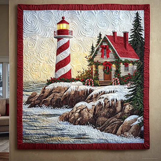 Christmas Lighthouse Quilt Blanket