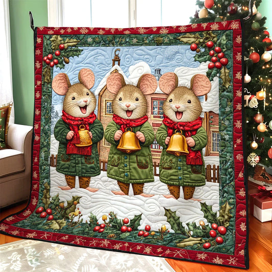 Christmas Mouse Trio Quilt Blanket