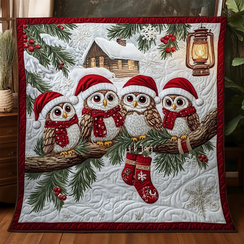 Christmas Owls Quilt Blanket