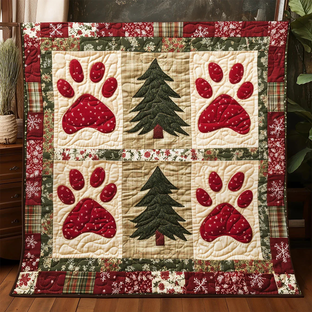 Christmas Paw Quilt Blanket