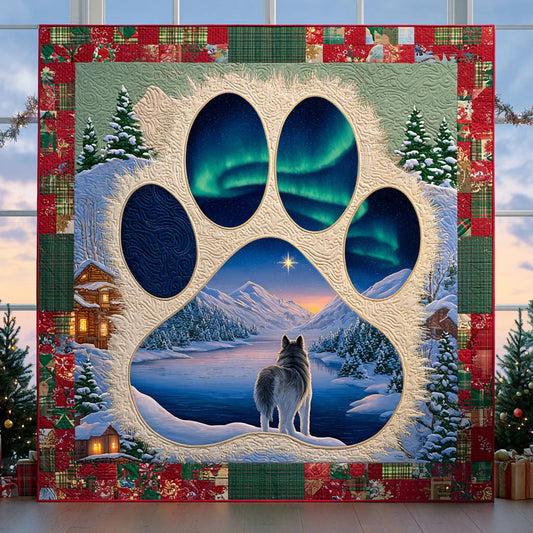 Christmas Pawprint Quilt Blanket