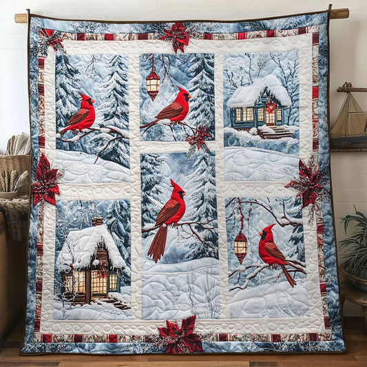 Christmas Peace Cardinal Quilt Blanket