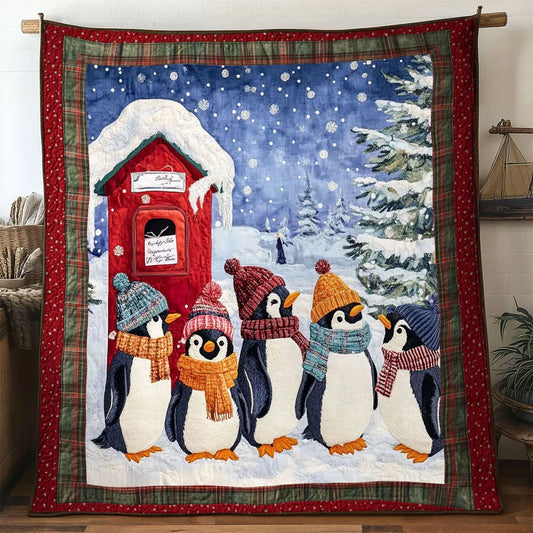 Christmas Penguin Christmas Spirit Quilt Blanket