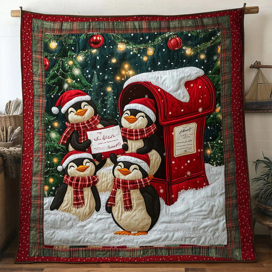Christmas Penguin Cozy Night Quilt Blanket
