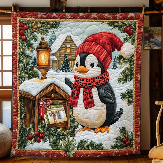 Christmas Penguin Quilt Blanket