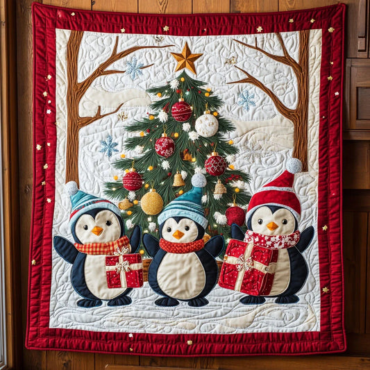 Christmas Penguin Quilt Blanket