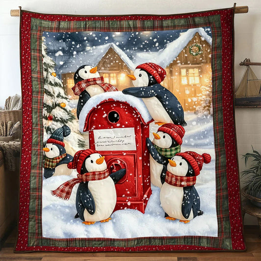 Christmas Penguin Winter Friends Quilt Blanket