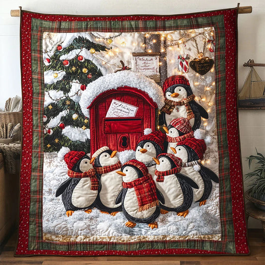 Christmas Penguin Winter Glow Quilt Blanket
