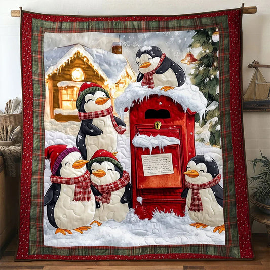 Christmas Penguin Wonderland Quilt Blanket
