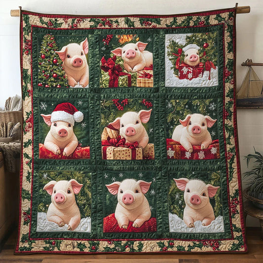 Christmas Pig Quilt Blanket