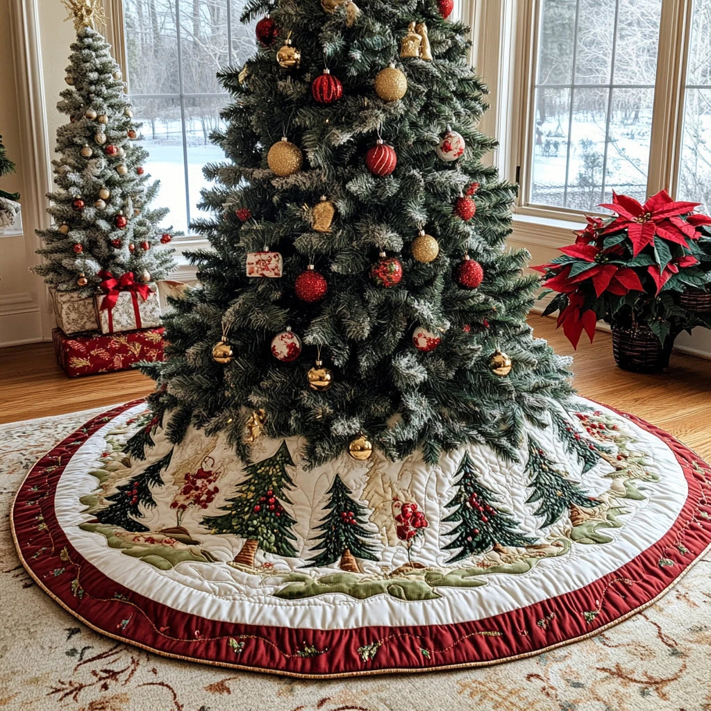 Christmas Pine Meadows Christmas Quilted Tree Skirt