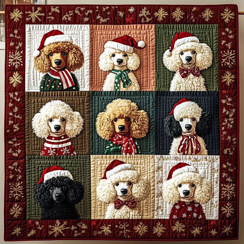 Christmas Poodles Quilt Blanket
