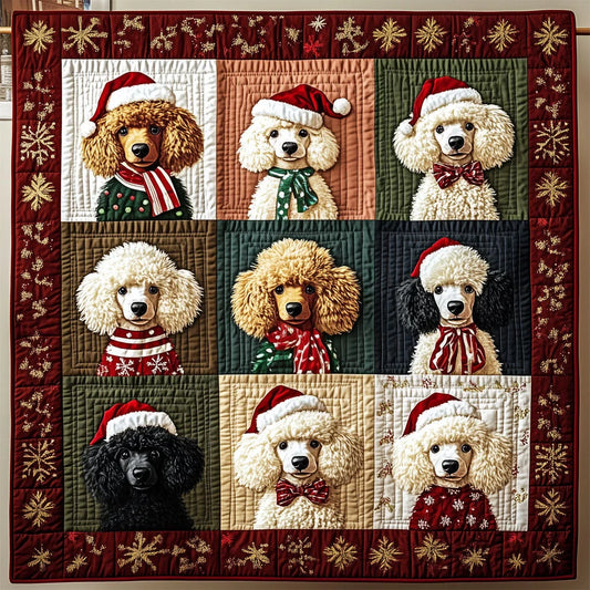Christmas Poodles Quilt Blanket