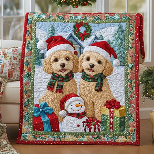 Christmas Poodles Quilt Blanket