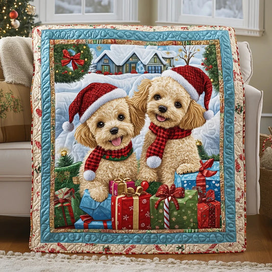 Christmas Poodles Quilt Blanket