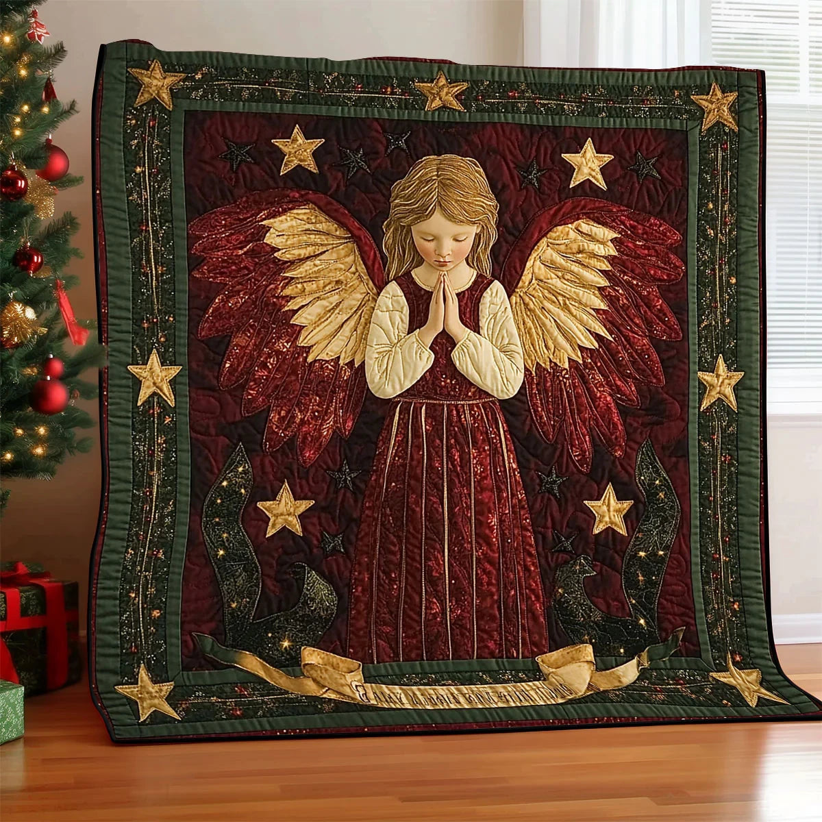 Christmas Pray Angel Quilt Blanket