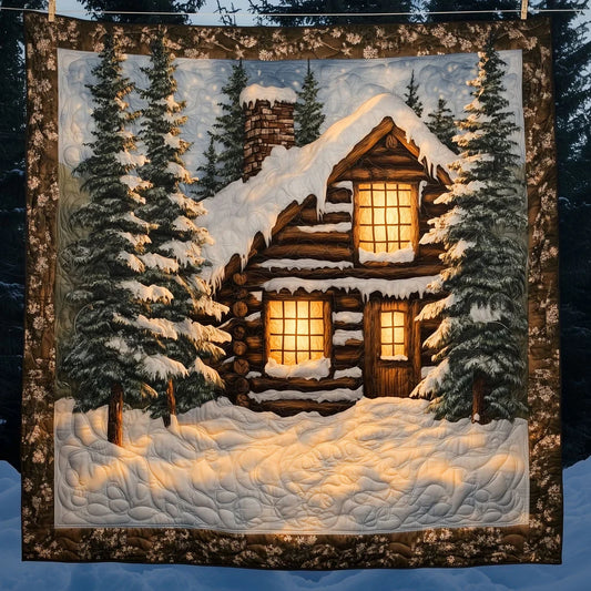 Christmas Rustic House Quilt Blanket