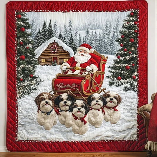 Christmas Shih Tzu Quilt Blanket