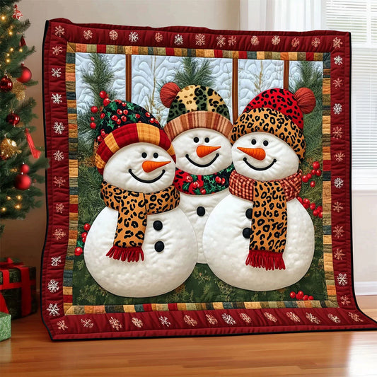 Christmas Snowman Leopard Quilt Blanket