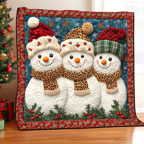 Christmas Snowman Trio Quilt Blanket
