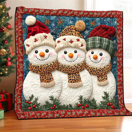 Christmas Snowman Trio Quilt Blanket